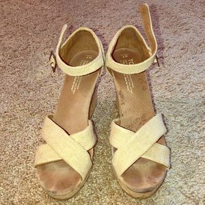 Women's Cream Wedge Sandals